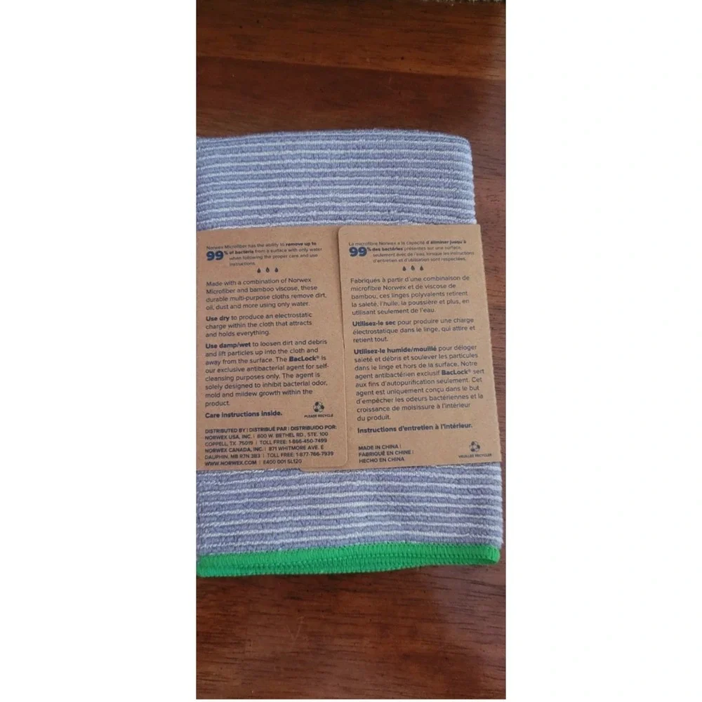 Norwex Multi-Purpose Bamboo Envirocloth Microfiber Cloth Graphite Green Trim
